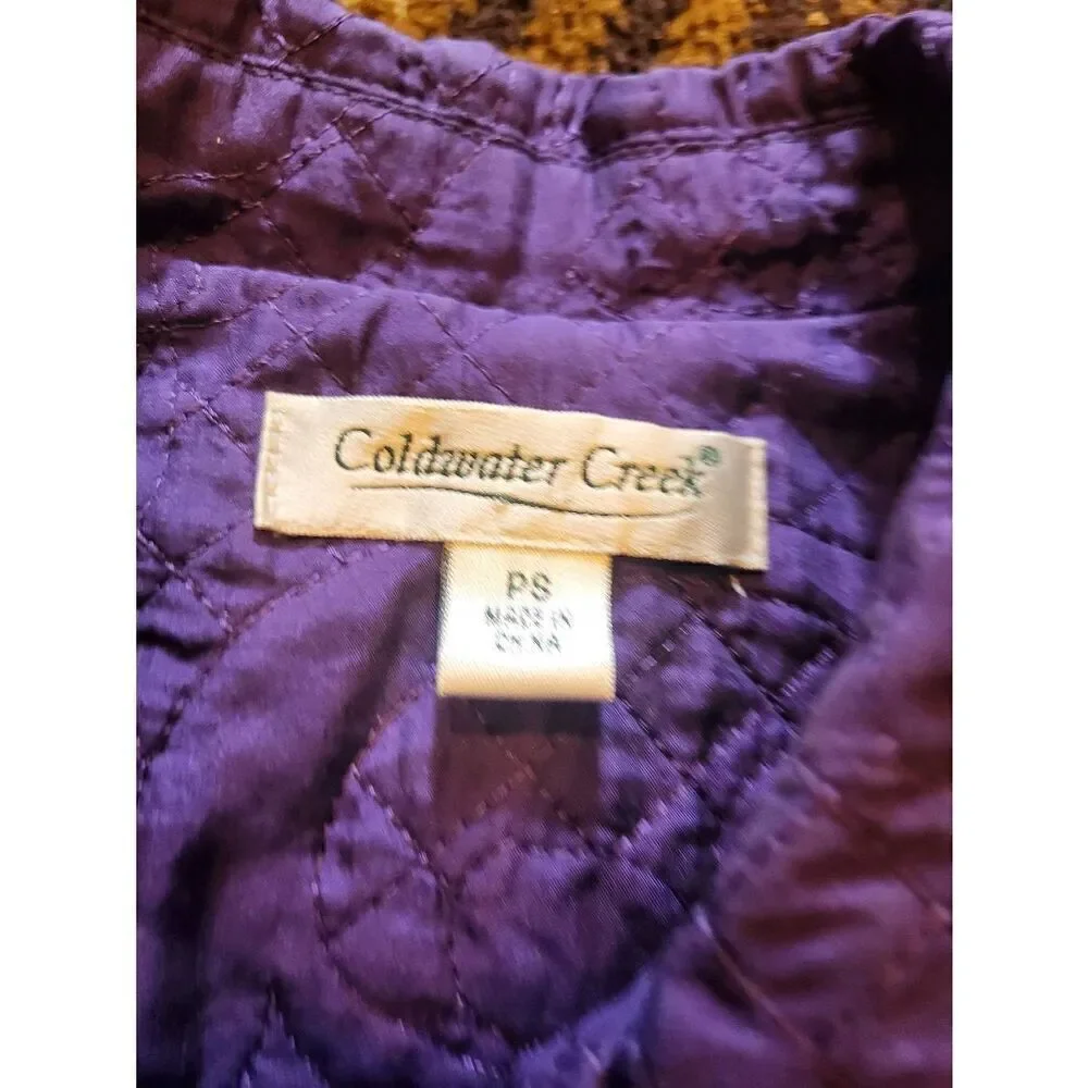 Coldwater Creek Jacket Women's Small Purple Quilted Silk Button Up Lightweight